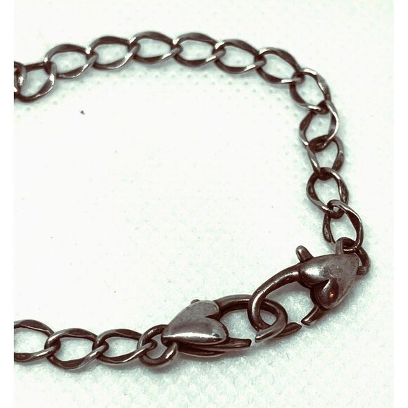 925 Sterling Silver Link Chain Bracelet Heart Detail Lobster Closure - Picture 2 of 4